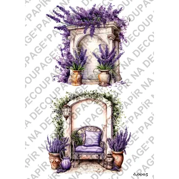 Umělecký papír Rýžový a soft papír na decoupage - Levandule - KB05 Materiál: Soft, Rozměr: A4