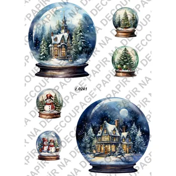 Umělecký papír Rýžový a soft papír na decoupage - Zimní krajina - KB0241 Materiál: Soft, Rozměr: A4