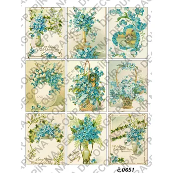 Umělecký papír Rýžový a soft papír na decoupage - Květiny - KB0651 Materiál: Soft, Rozměr: A4