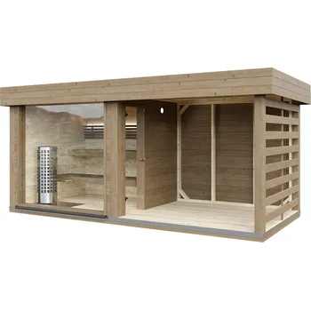 Sauna Dřevěná sauna MODERN KUBE - PROFI s terasou/prostorem pro vířivku