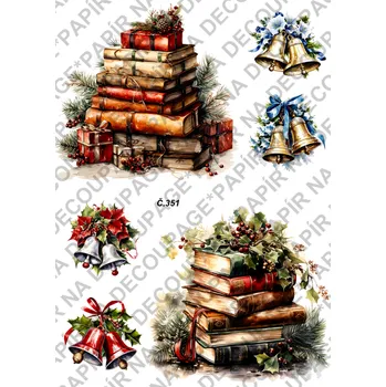 Umělecký papír Rýžový a soft papír na decoupage - Vánoce dárky - KB0351 Materiál: Soft, Rozměr: A4