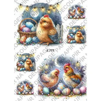 Umělecký papír Rýžový a soft papír na decoupage - Slepička velikonoce - KB0777 Materiál: Soft, Rozměr: A4
