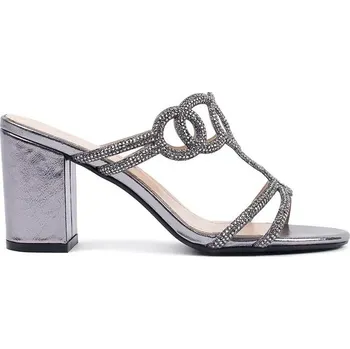 Dámské žabky Exkluzívní dámské stříbrné nazouváky na širokém podpatku 37