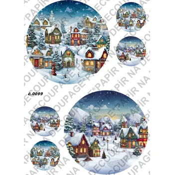 Umělecký papír Rýžový a soft papír na decoupage - Zimní krajinka - KB099 Materiál: Soft, Rozměr: A4