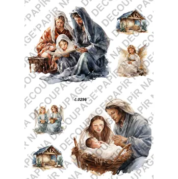 Umělecký papír Rýžový a soft papír na decoupage - Vánoční motiv - KB0296 Materiál: Soft, Rozměr: A4