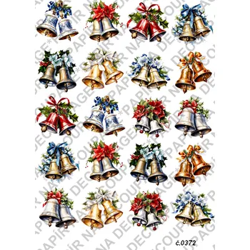 Výtvárné potřeby Rýžový a soft papír na decoupage - Vánoce zvonky - KB0372 Materiál: Rýžový papír, Rozměr: A4