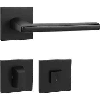 Dveřní kování Dveřní kování rozetové, hranaté, černé (WC) (Rozetová klika)