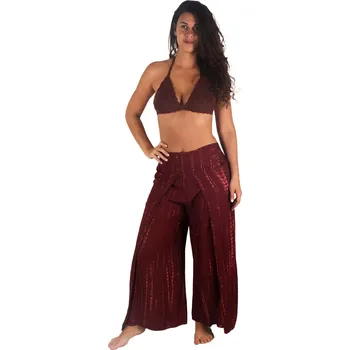 Dámské kalhoty Batikované kalhoty / kalhoty s rozparky / kalhotová sukně Sayuri Burgundy, Sittar UNI