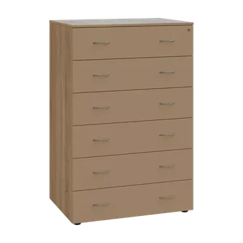 Kartotéka LKRP BIG - A5 dřevěná kartotéka, 6-zásuvková, centrální zámek, korpus dub bardolino/čílka mocca