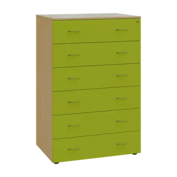 Kartotéka LKRP BIG - A5 dřevěná kartotéka, 6-zásuvková, centrální zámek, korpus javor horský/čílka jarní zeleň