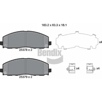 Brzdová destička Sada brzdových destiček, kotoučová brzda BENDIX Braking BPD2244