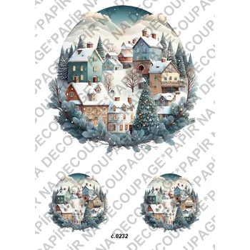 Umělecký papír Rýžový a soft papír na decoupage - Zimní krajina - KB0232 Materiál: Soft, Rozměr: A4