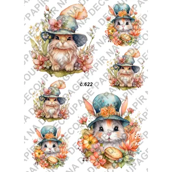 Umělecký papír Rýžový a soft papír na decoupage - Zajíc - KB0622 Materiál: Soft, Rozměr: A4
