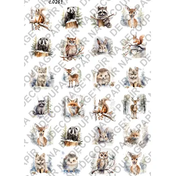 Umělecký papír Rýžový a soft papír na decoupage - Zvířata - KB0261 Materiál: Rýžový papír, Rozměr: A4