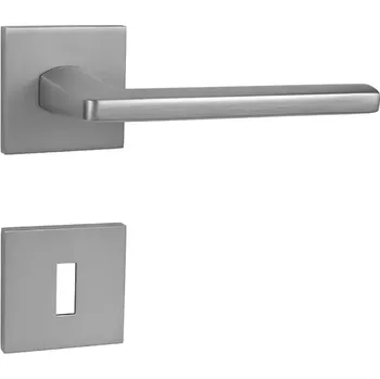 Dveřní kování Dveřní kování rozetové, hranaté, chrom broušený (pro klíč) (Rozetová klika)