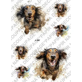 Umělecký papír Rýžový a soft papír na decoupage - Jezevčík - KB0342 Materiál: Soft, Rozměr: A4