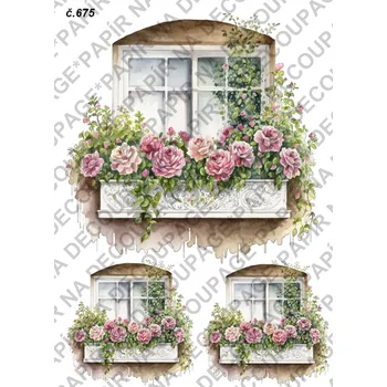Umělecký papír Rýžový a soft papír na decoupage - Okna jarní - KB0675 Materiál: Soft, Rozměr: A4