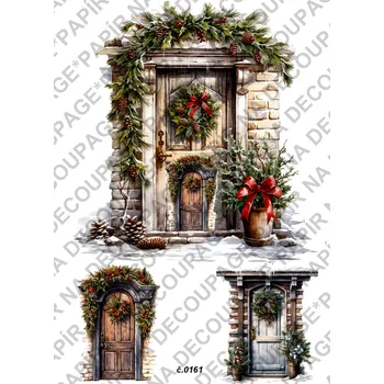 Umělecký papír Rýžový a soft papír na decoupage - Dveře vánoční - KB0161 Materiál: Soft, Rozměr: A4