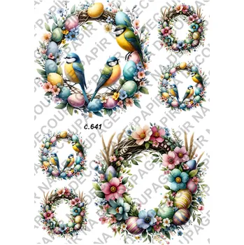 Umělecký papír Rýžový a soft papír na decoupage - Velikonoce - KB0641 Materiál: Soft, Rozměr: A4