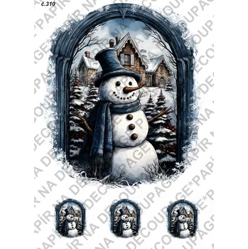 Umělecký papír Rýžový a soft papír na decoupage - Sněhuláci - KB0310 Materiál: Soft, Rozměr: A4