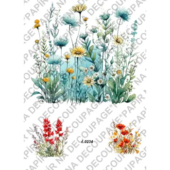 Umělecký papír Rýžový a soft papír na decoupage - Bylinka - KB0234 Materiál: Rýžový papír, Rozměr: A4