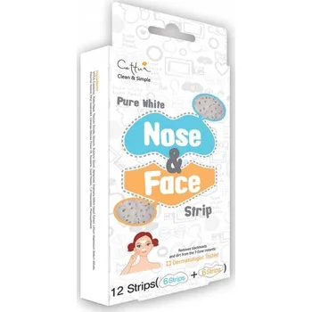 Pleťová maska Cettua Pure White Náplasti na nos a obličej 12 čisticích proužků na obličej, 12 kusů