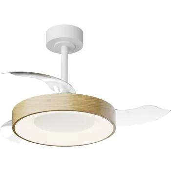 Stropní ventilátor Matra 9013 Niseko S, rozvinovací ventilátor se svítidlem a dálk. ovladačem, LED 45W 2700-5000K, bílá/dřevěná, průměr 40/91cm