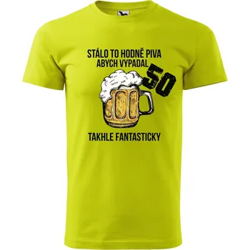 Pánské oblečení Pánské tričko s potiskem Hodně piva Velikost: M, Barva trička: Limetková