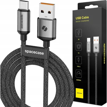 Datový kabel Kabel Spacecase USB - USB typ C 1 m černý