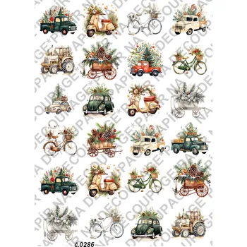 Umělecký papír Rýžový a soft papír na decoupage - Vánoční motiv - KB0286 Materiál: Rýžový papír, Rozměr: A4