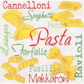 Papírový ubrousek Ubrousky italské motivy těstoviny dekorativní papírové 3vrstvé eko 33x33 20 ks