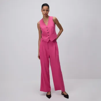 Reserved - Kalhoty se širokými nohavicemi - svítivě růžová - 678AC-42X - 678AC-42X-M