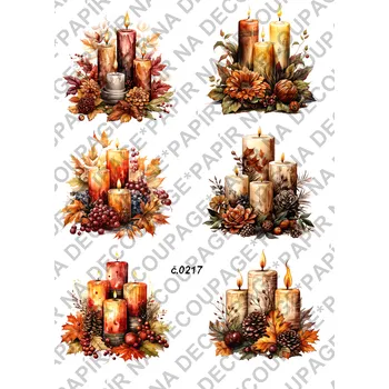 Umělecký papír Rýžový a soft papír na decoupage - Podzimní svícen - KB0217 Materiál: Soft, Rozměr: A4