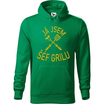 Pánská mikina Pánská mikina s potiskem Já jsem šéf grilu Velikost (muž): S, Vyberte barvu: Středně zelená