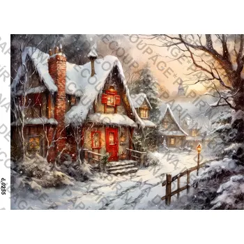 Umělecký papír Rýžový a soft papír na decoupage - Zimní krajina - KB0255 Materiál: Soft, Rozměr: A4