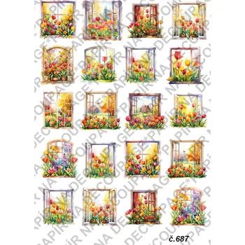 Umělecký papír Rýžový a soft papír na decoupage - Okna velikonoce - KB0687 Materiál: Rýžový papír, Rozměr: A4