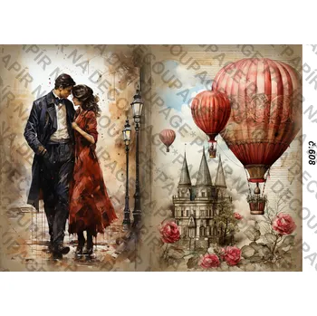 Umělecký papír Rýžový a soft papír na decoupage - Vintage - KB0608 Materiál: Soft, Rozměr: A4