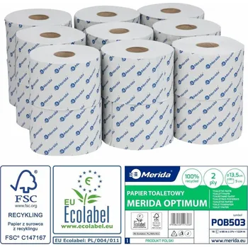 Toaletní papír Toaletní papír OPTIMUM BÍLÝ, 2-vrstvý, 13,5 cm x 9 cm, 68 m, (18 rolí/bal)