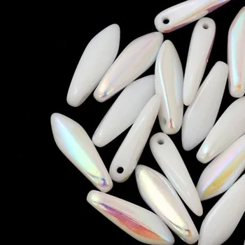 Korálek CZ Korálek mačkaný jazýček 16/6mm bílá AB 03000 (10ks)