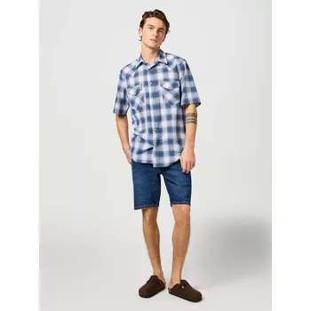 Pánská košile WRANGLER® PÁNSKÁ WESTERN KOŠILE KR.RUKÁV-MODROBÍLÁ KOSTKA XL