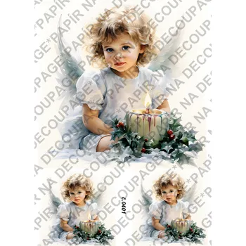 Umělecký papír Rýžový a soft papír na decoupage - Andělka, holčička - KB0401 Materiál: Rýžový papír, Rozměr: A4