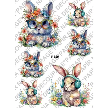 Umělecký papír Rýžový a soft papír na decoupage - Zajíc - KB0620 Materiál: Soft, Rozměr: A4