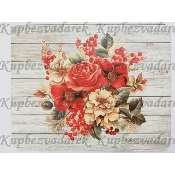 Prostírání sololak - 35 x 28 cm - Kytice na dřevě