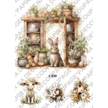 Umělecký papír Rýžový a soft papír na decoupage - Velikonoce - KB0629 Materiál: Soft, Rozměr: A4