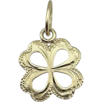 Přívěsek Leru Zlatý přívěsek čtyřlístek s gravírováním 2 varianty Vlastnosti šperku: žluté zlato (váha 0,50g)