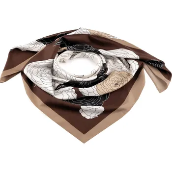 Šála Saténový šátek 90x90 cm, barva 3 hnědá