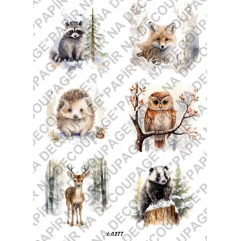 Umělecký papír Rýžový a soft papír na decoupage - Zvířata - KB0277 Materiál: Soft, Rozměr: A4