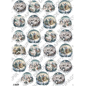 Umělecký papír Rýžový a soft papír na decoupage - Zimní krajina - KB0229 Materiál: Soft, Rozměr: A4