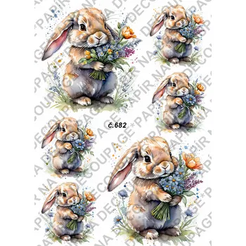 Umělecký papír Rýžový a soft papír na decoupage - Zajíček velikonoce - KB0682 Materiál: Soft, Rozměr: A4