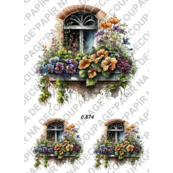 Umělecký papír Rýžový a soft papír na decoupage - Okna jarní - KB0674 Materiál: Soft, Rozměr: A4